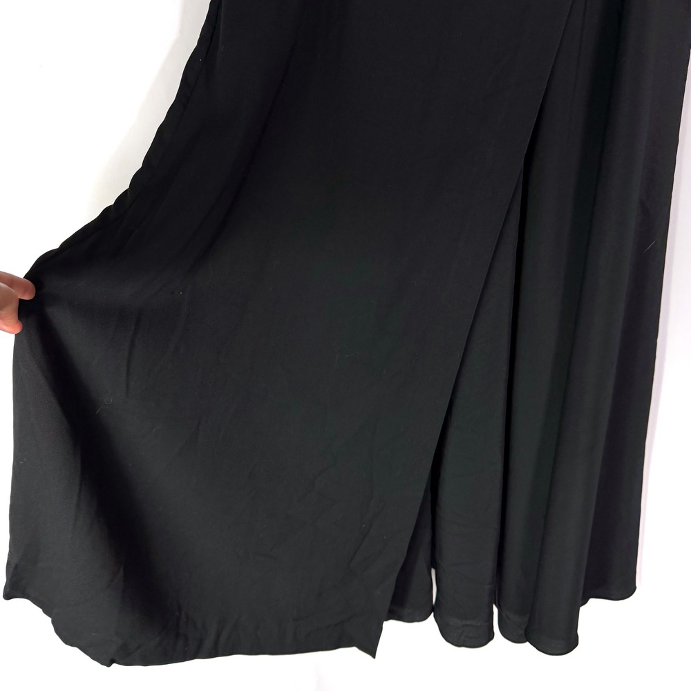 SANDRO Souvenir Skirt Black Wrap Maxi Gold Logo Detail Size 40 FR / 8 US - Picture 9 of 14